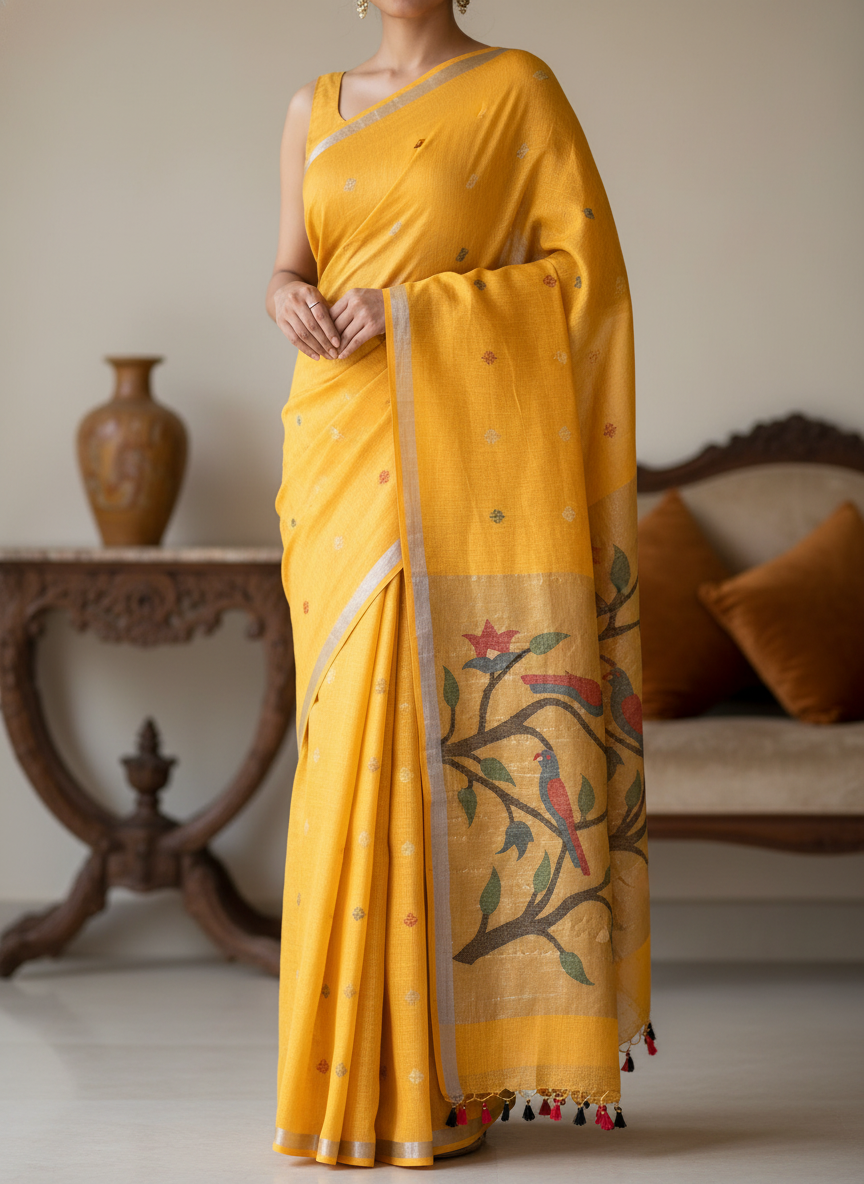 Nisarg - Linen Paithani